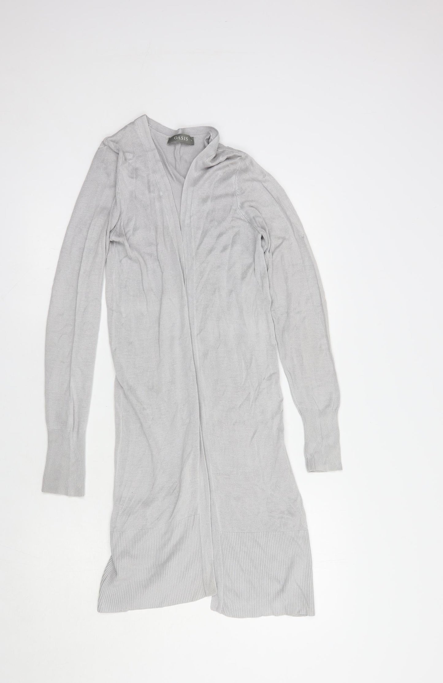 Oasis Womens Grey V-Neck  Viscose Cardigan Jumper Size XS