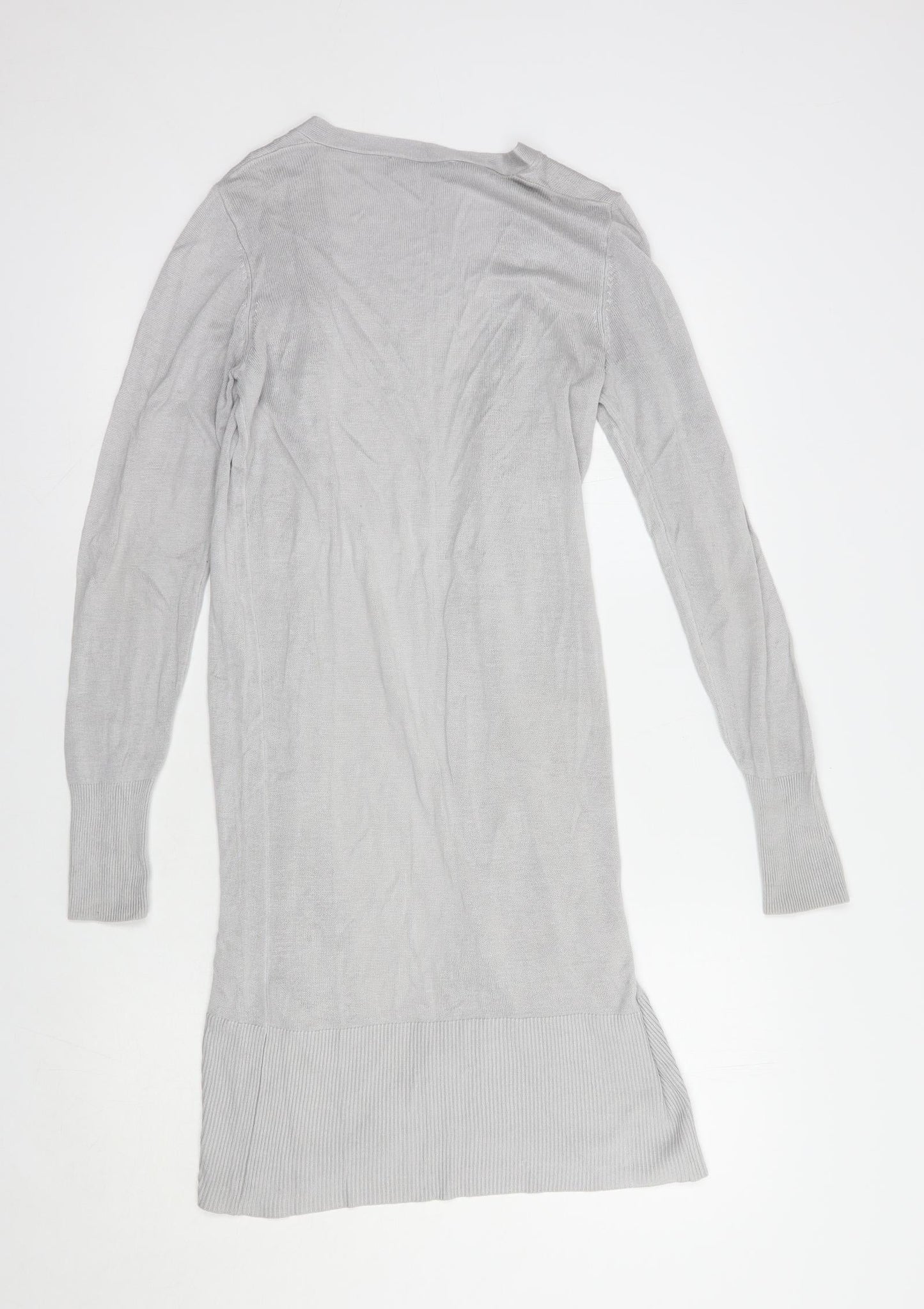 Oasis Womens Grey V-Neck  Viscose Cardigan Jumper Size XS