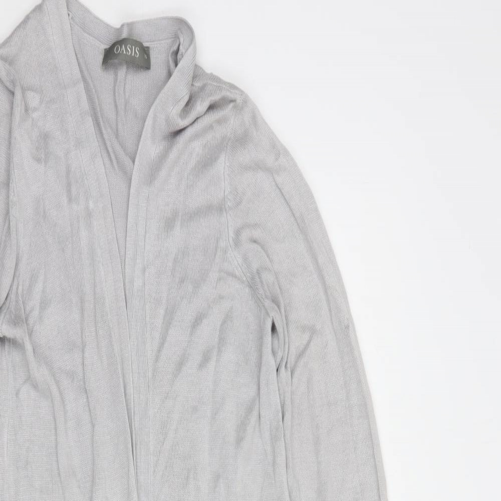 Oasis Womens Grey V-Neck  Viscose Cardigan Jumper Size XS