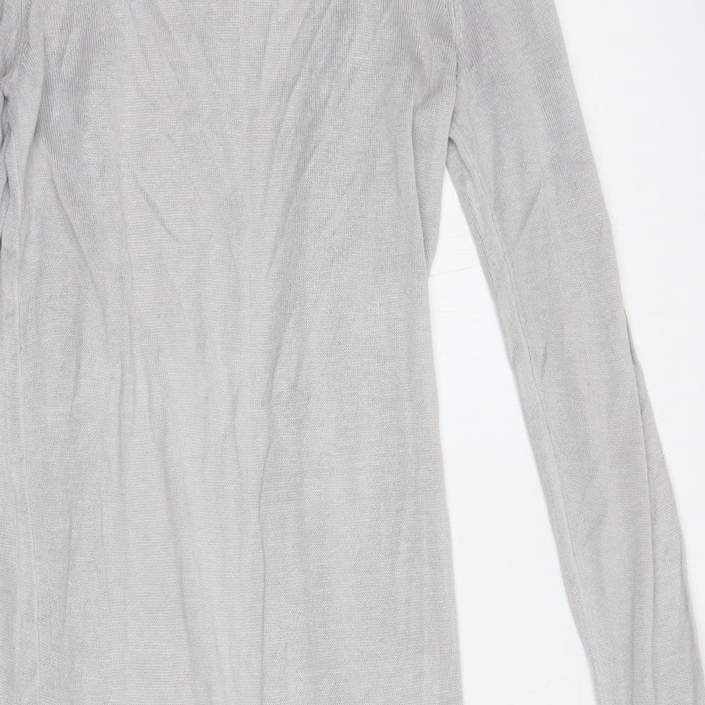 Oasis Womens Grey V-Neck  Viscose Cardigan Jumper Size XS