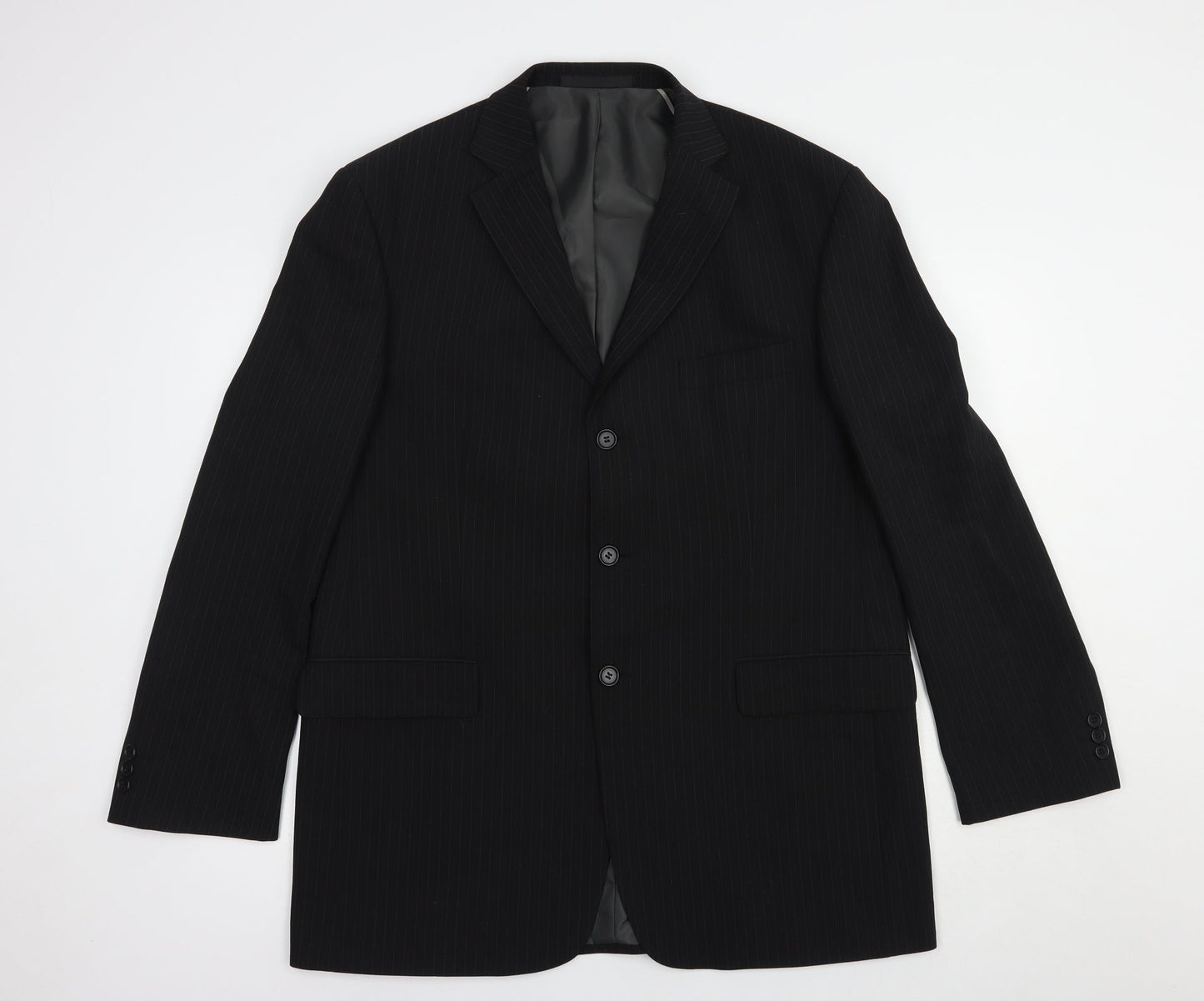 Marks and Spencer Mens Black Striped Polyester Jacket Blazer Size M
