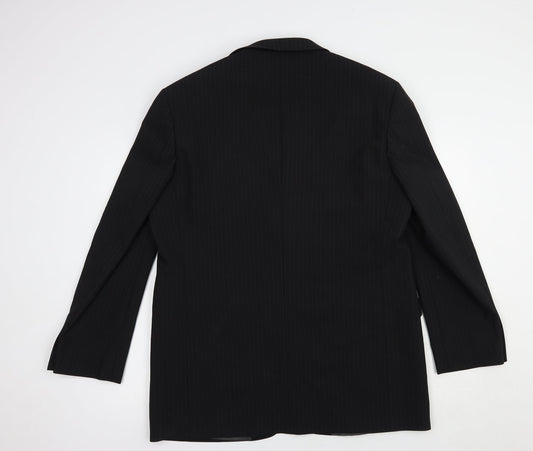 Marks and Spencer Mens Black Striped Polyester Jacket Blazer Size M
