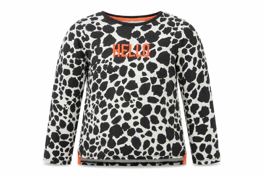 NEXT Girls Black Animal Print Cotton Pullover T-Shirt Size 10 Years Crew Neck Pullover - Hello