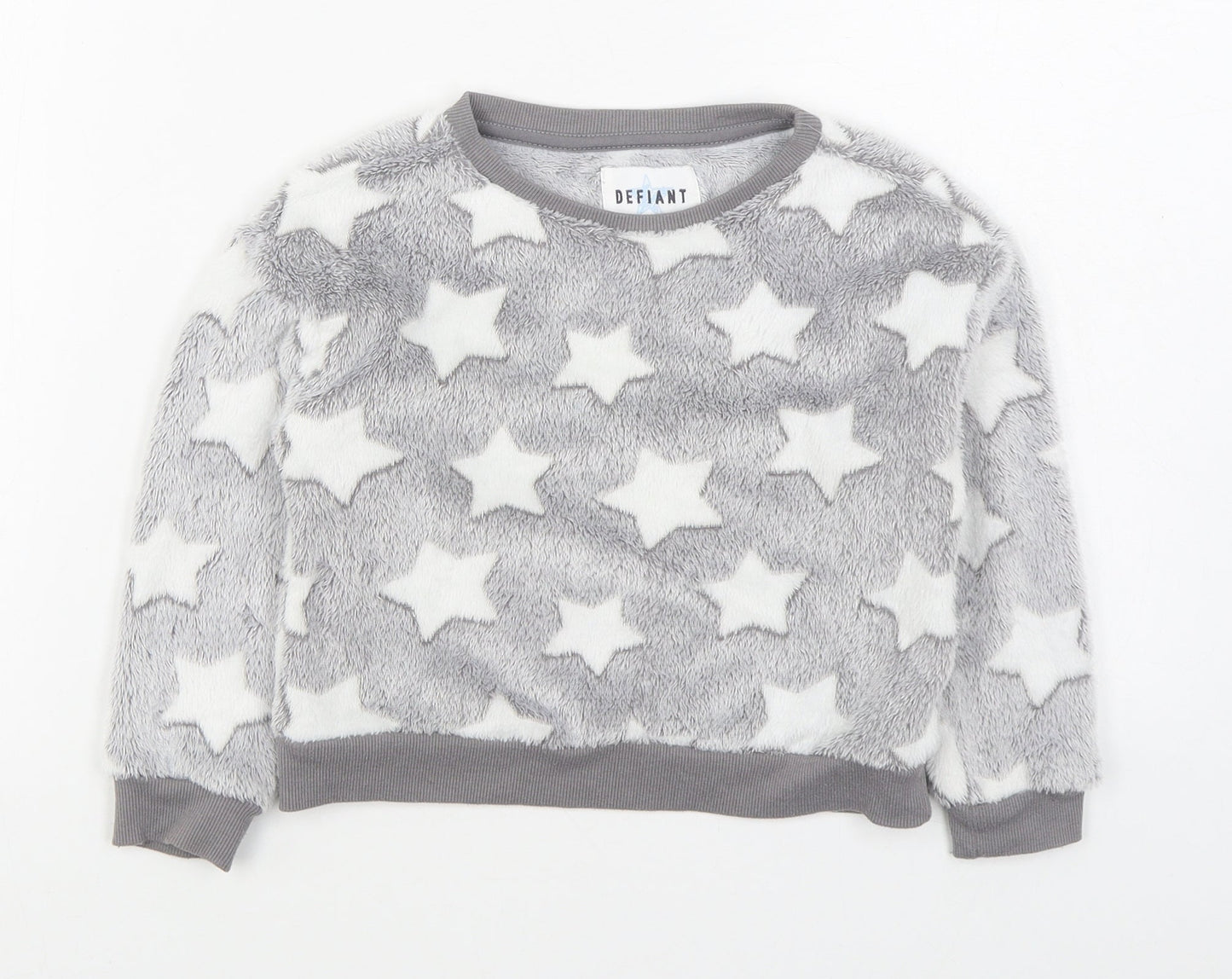 Defiant Boys Grey Geometric Polyester Pullover Sweatshirt Size 5-6 Years  Pullover