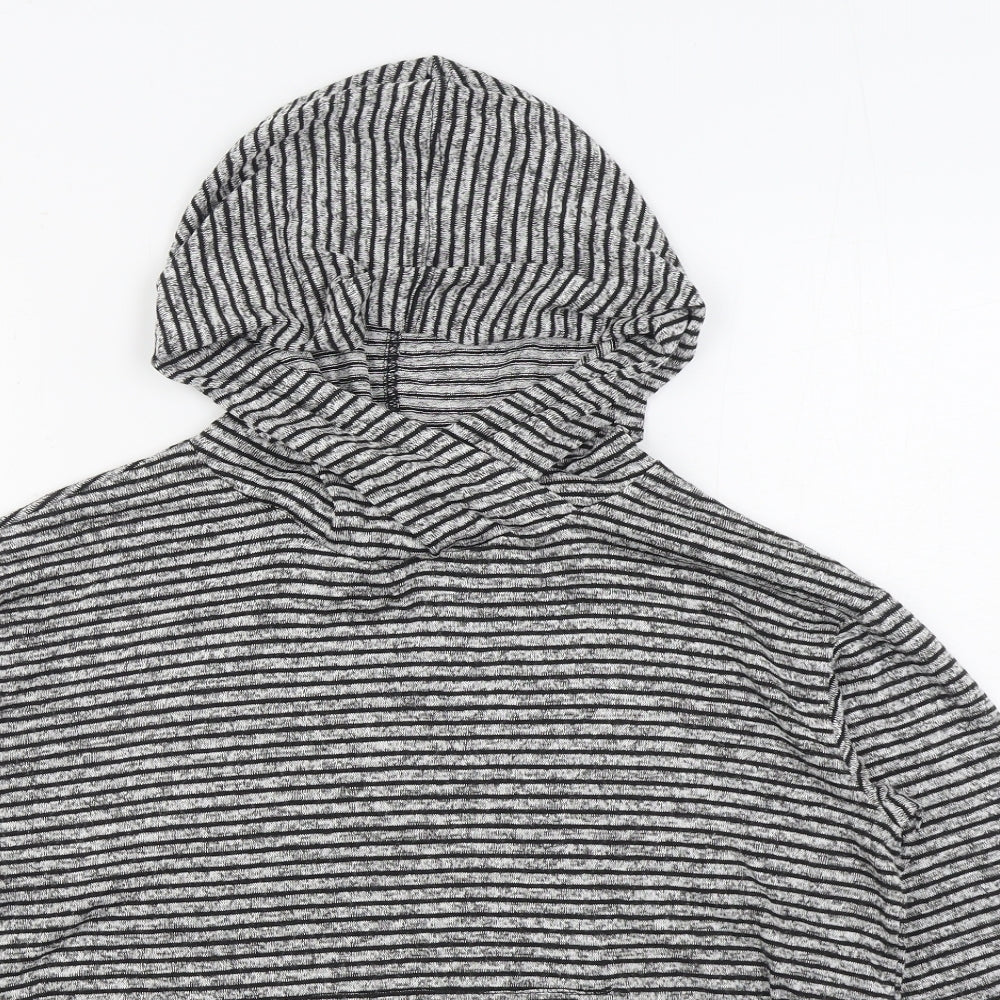 Cha Cha Vente Womens Black Striped Rayon Pullover Hoodie Size XL  Pullover