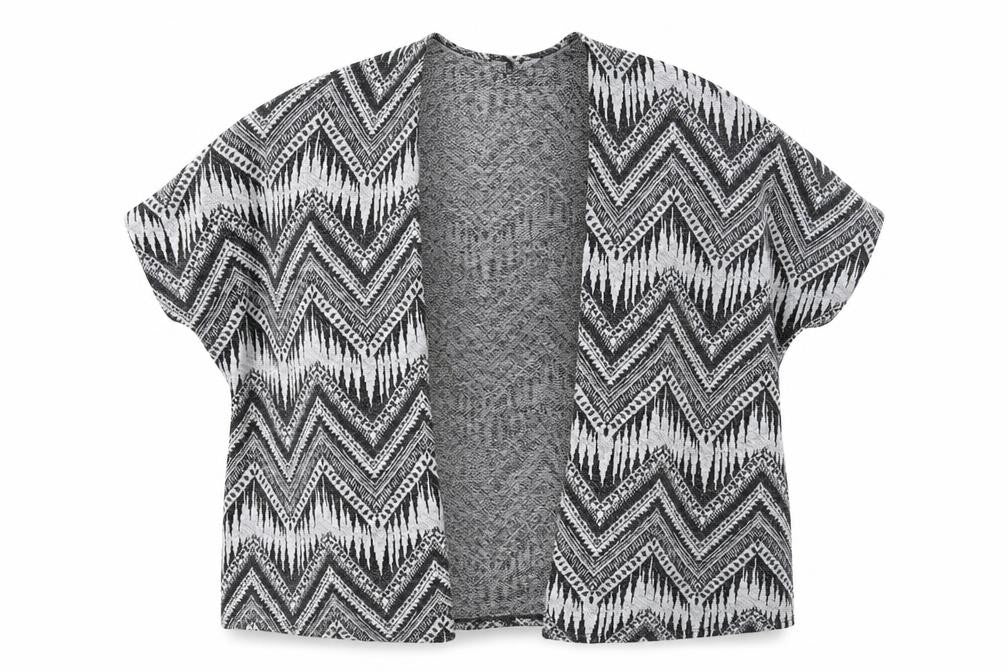 H&M Womens Black V-Neck Geometric Polyester Cardigan Jumper Size S