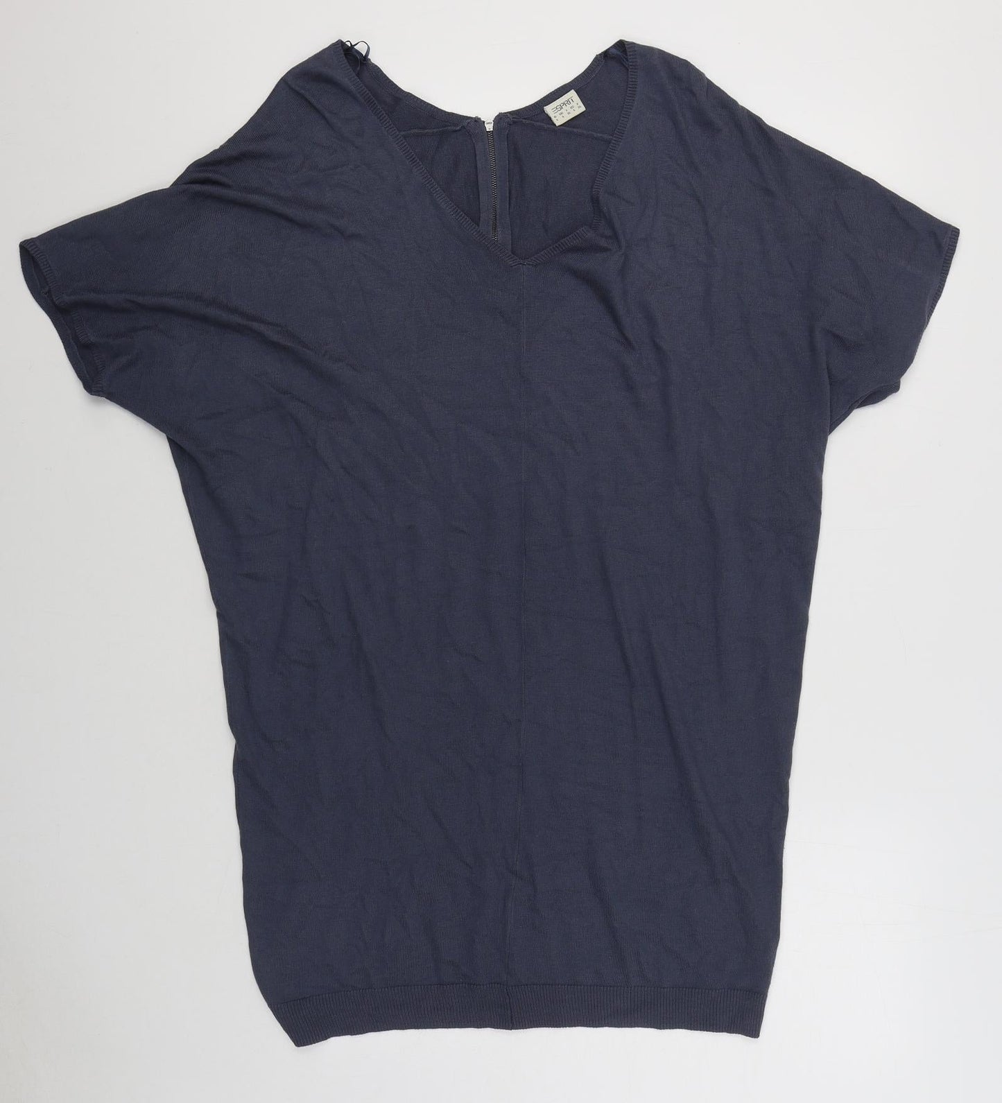 Espirit Womens Blue V-Neck  Viscose Pullover Jumper Size L