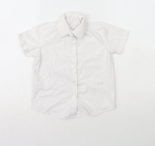 George Girls White  Polyester Basic Button-Up Size 4-5 Years Collared