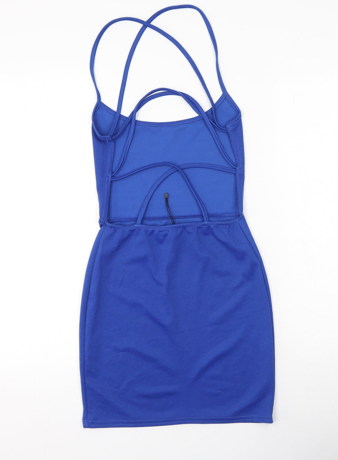 Boohoo Womens Blue  Polyester Bodycon  Size 10  Round Neck