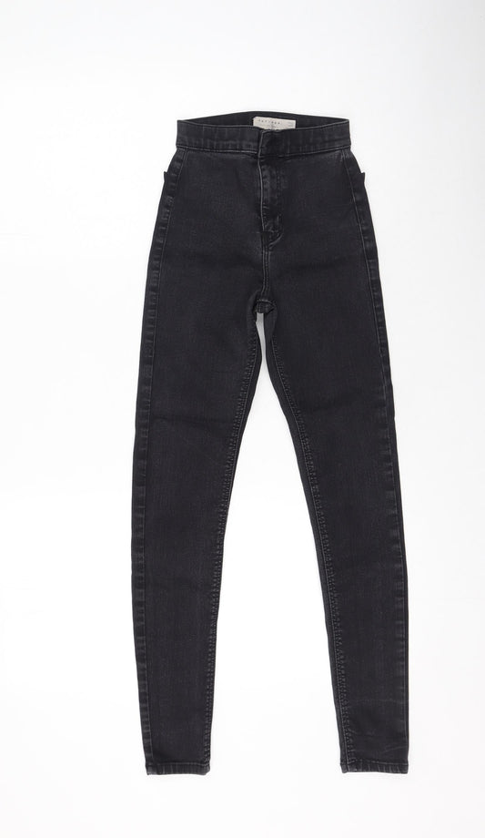 Topshop Womens Grey  Cotton Skinny Jeans Size 24 L32 in Regular