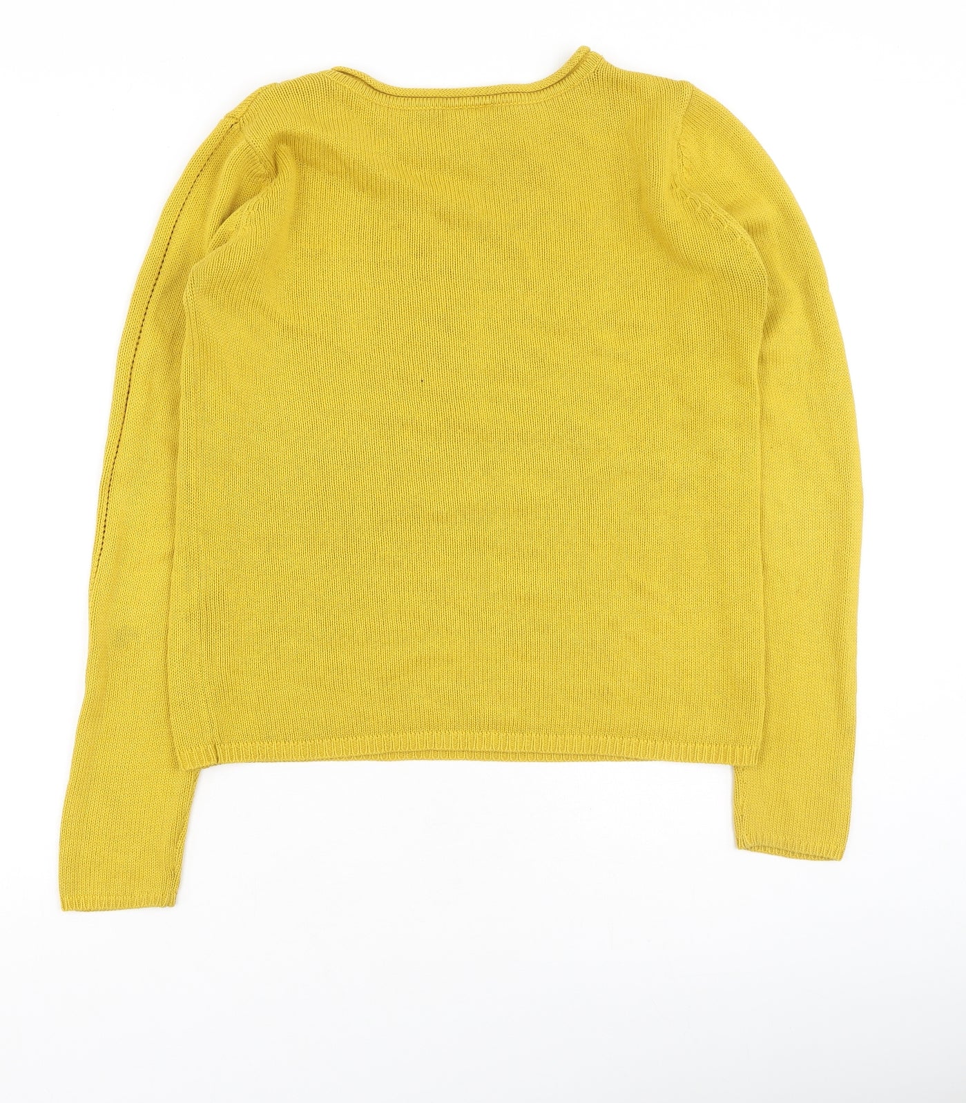 Villa Womens Yellow Round Neck  Cotton Pullover Jumper Size S