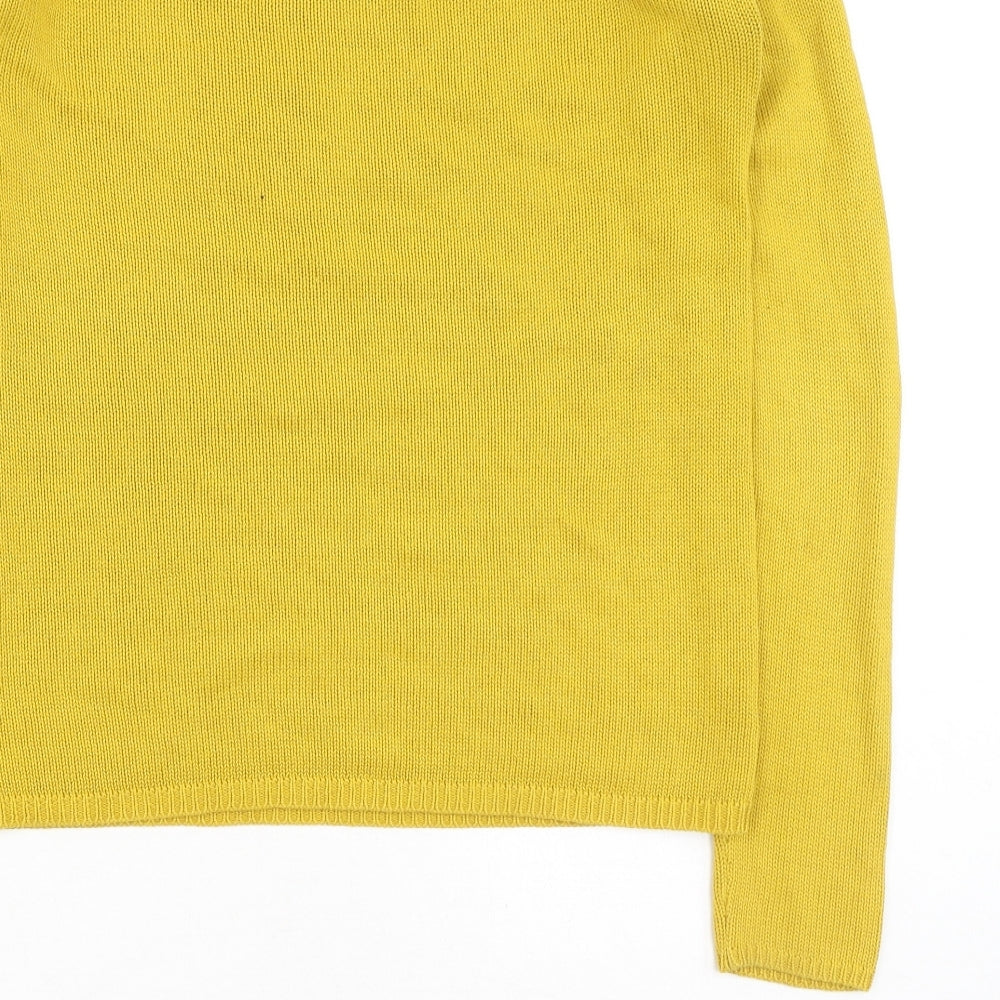 Villa Womens Yellow Round Neck  Cotton Pullover Jumper Size S