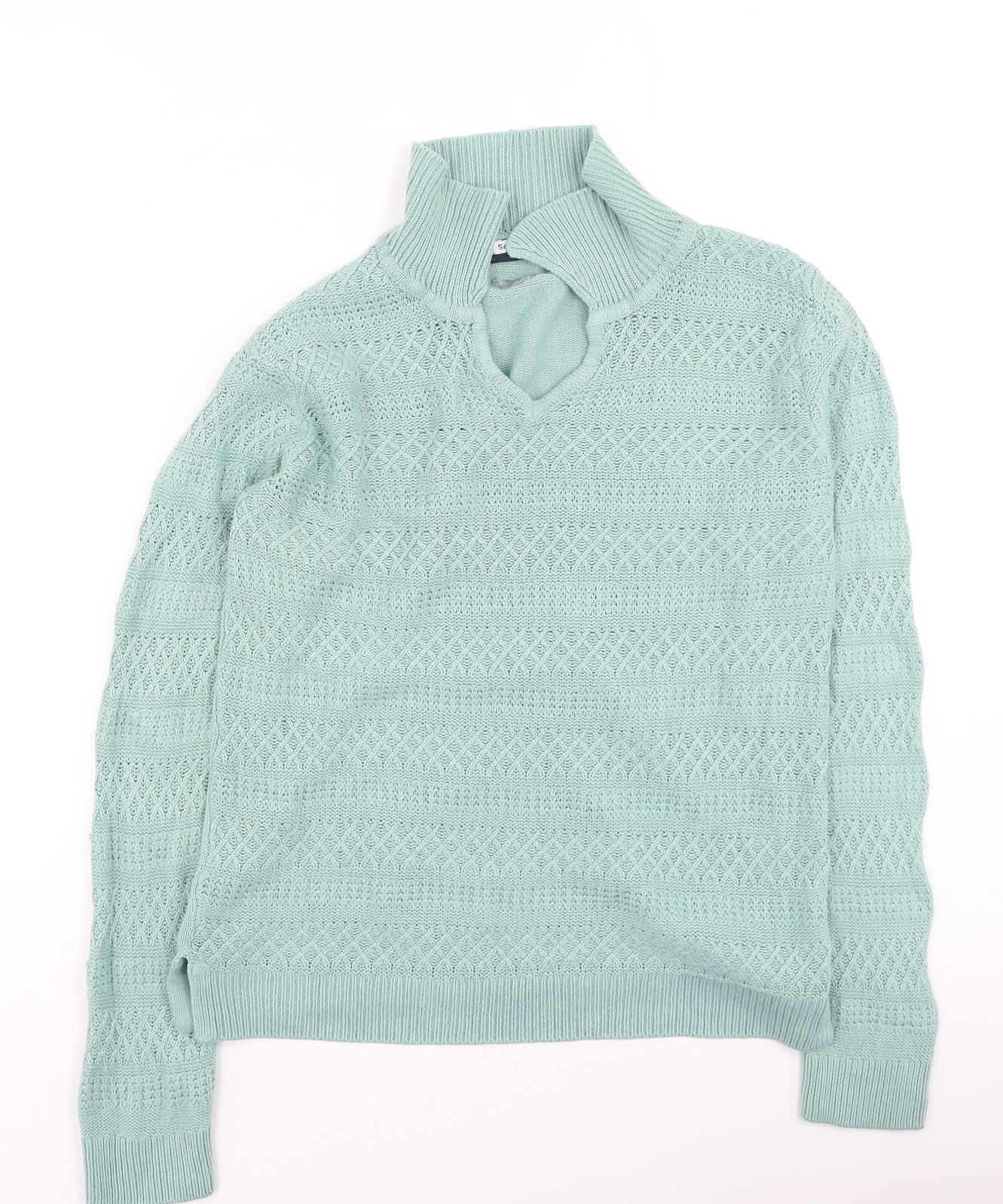 EWM Womens Green Collared  Acrylic Pullover Jumper Size S