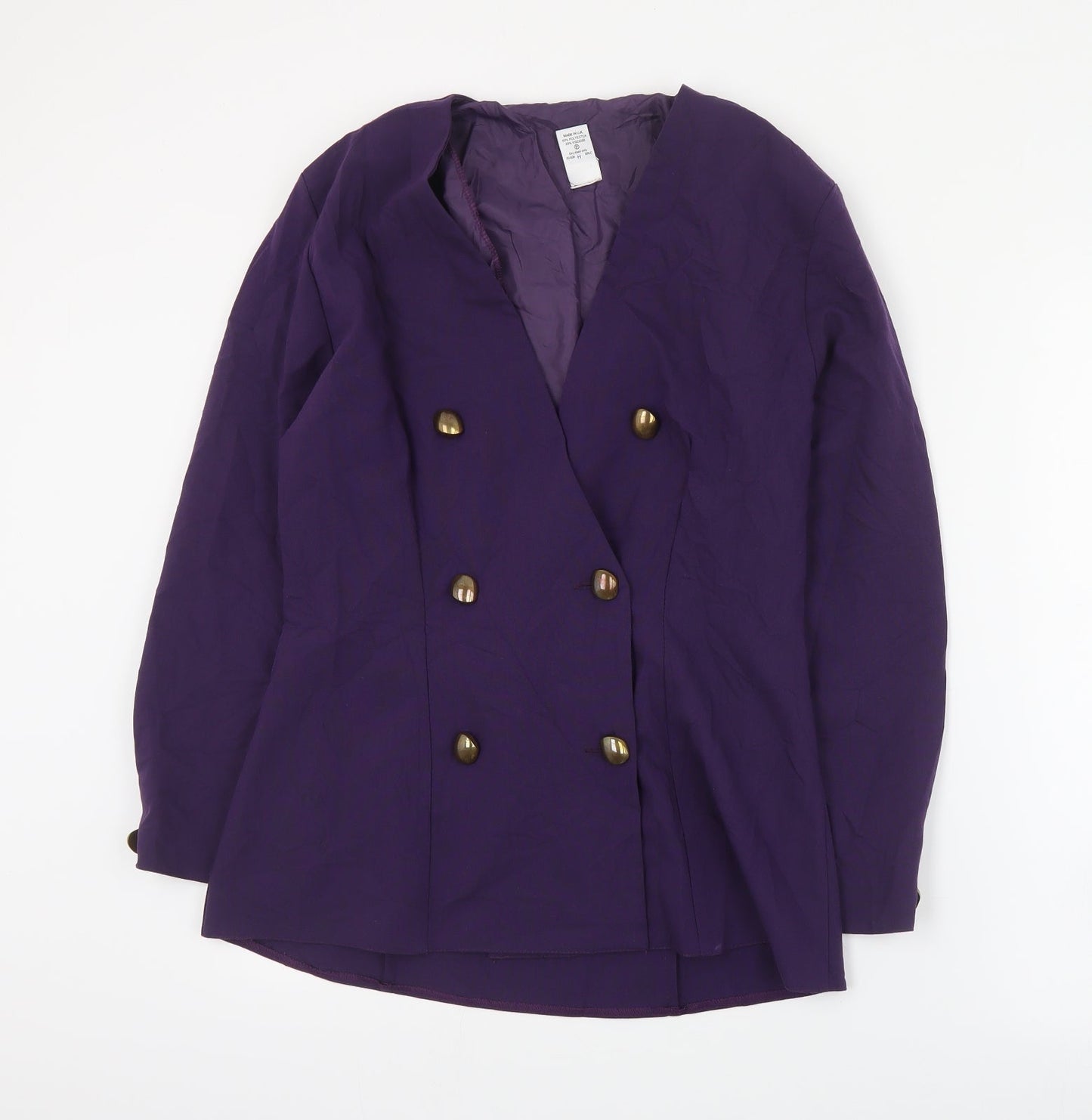 Preworn Womens Purple   Jacket Blazer Size 14  Button
