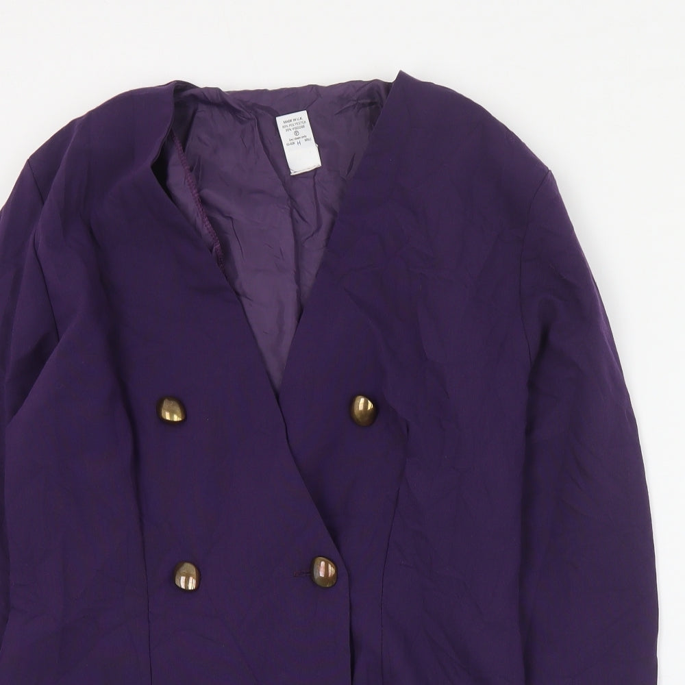 Preworn Womens Purple   Jacket Blazer Size 14  Button