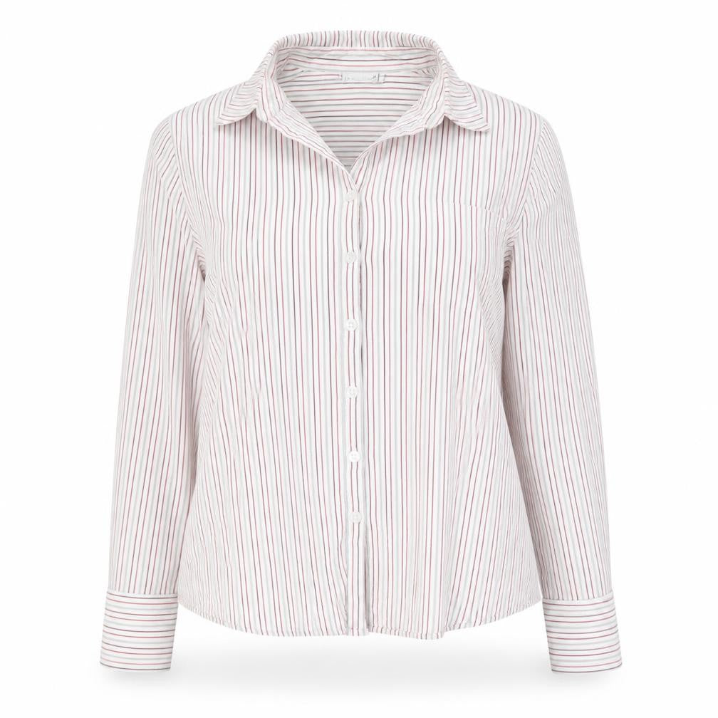 Dimensions Womens Red Striped Cotton Basic Button-Up Size 16 Collared