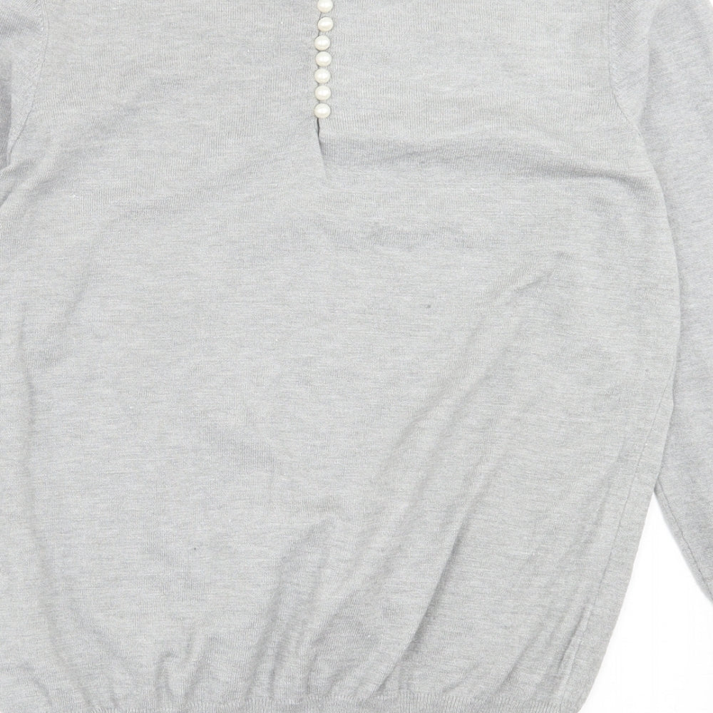 Savida Womens Grey Crew Neck  Viscose Pullover Jumper Size L