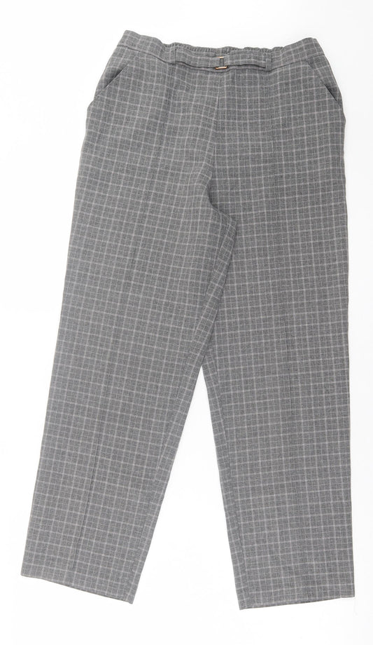 Preworn Womens Grey Plaid Polyester Trousers  Size 28 in L26 in Regular
