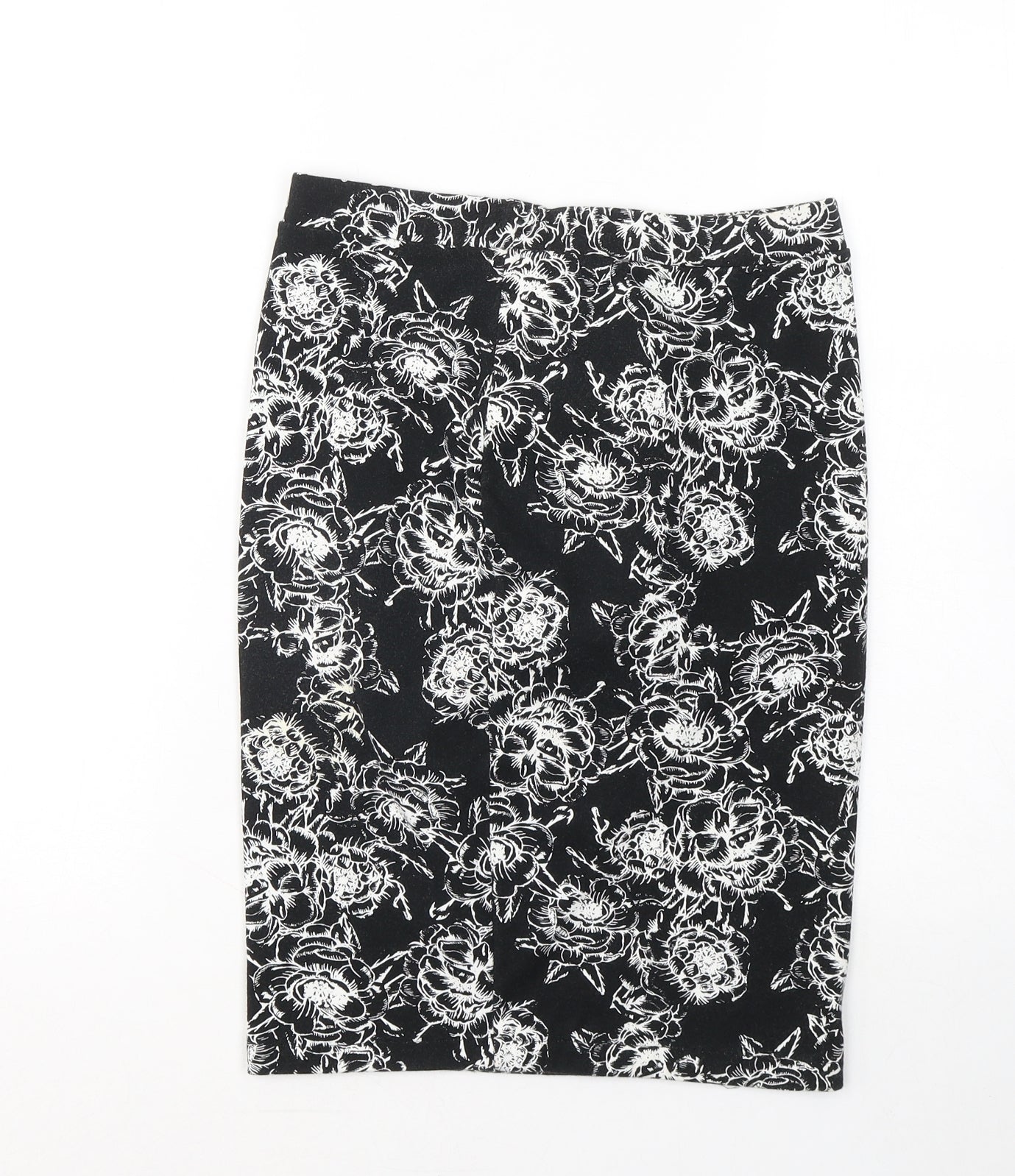 Papaya Womens Black Geometric Cotton A-Line Skirt Size 8