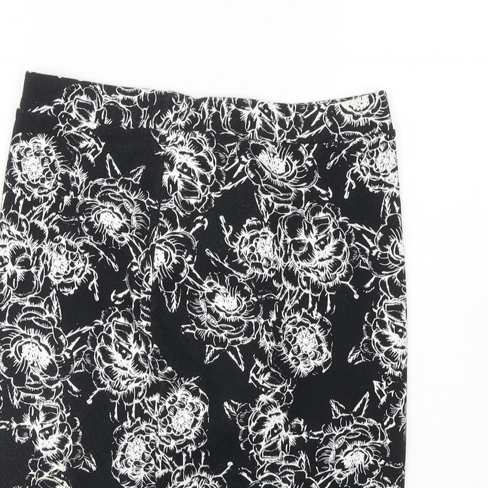 Papaya Womens Black Geometric Cotton A-Line Skirt Size 8