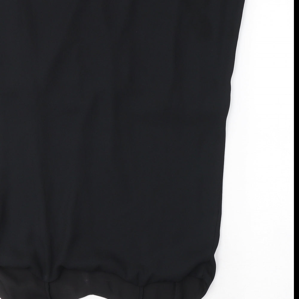 Preworn Womens Black  Polyester Bodycon  Size M  Square Neck Pullover