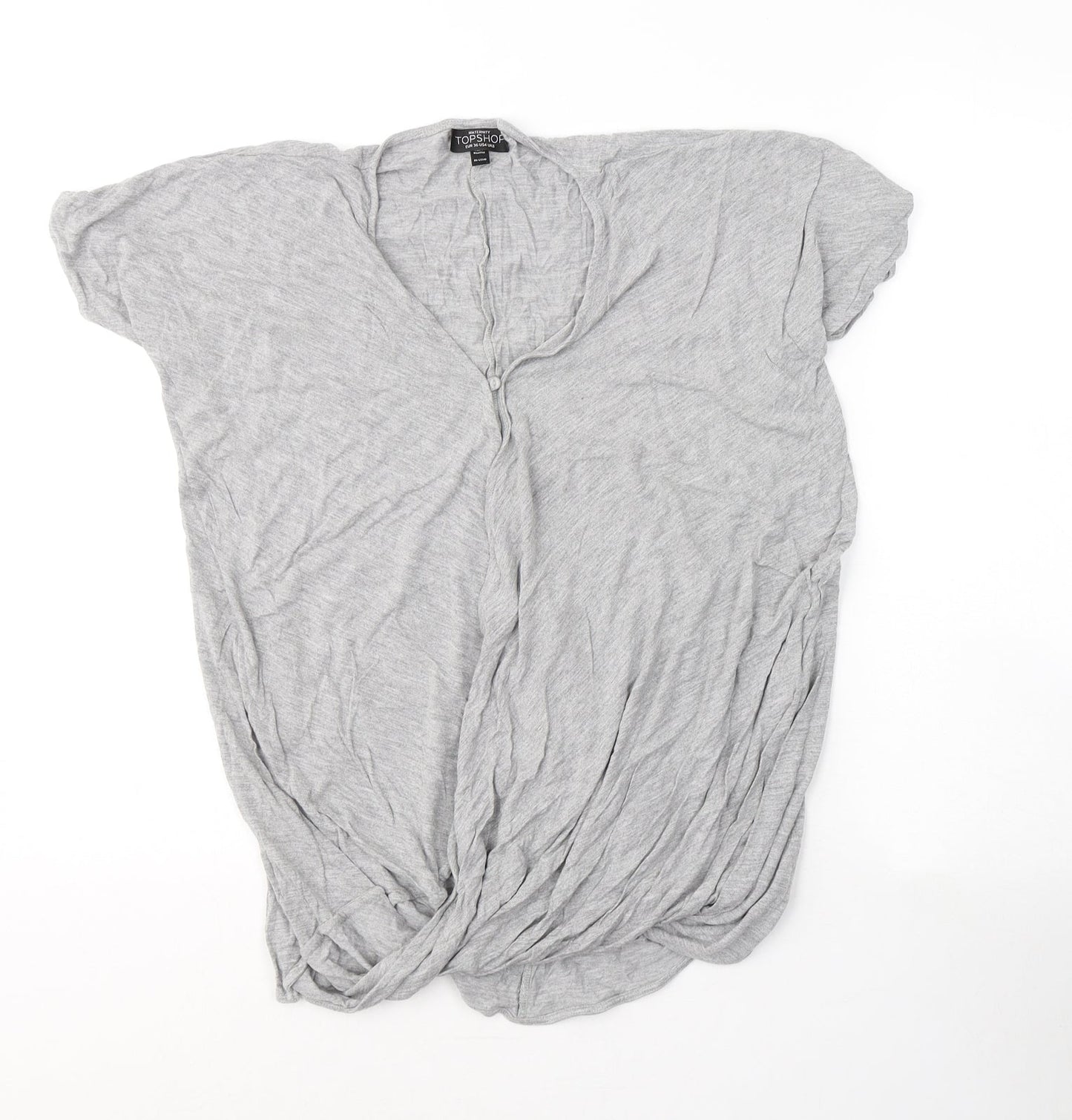 Topshop Womens Grey  Viscose Basic T-Shirt Size 8 Round Neck