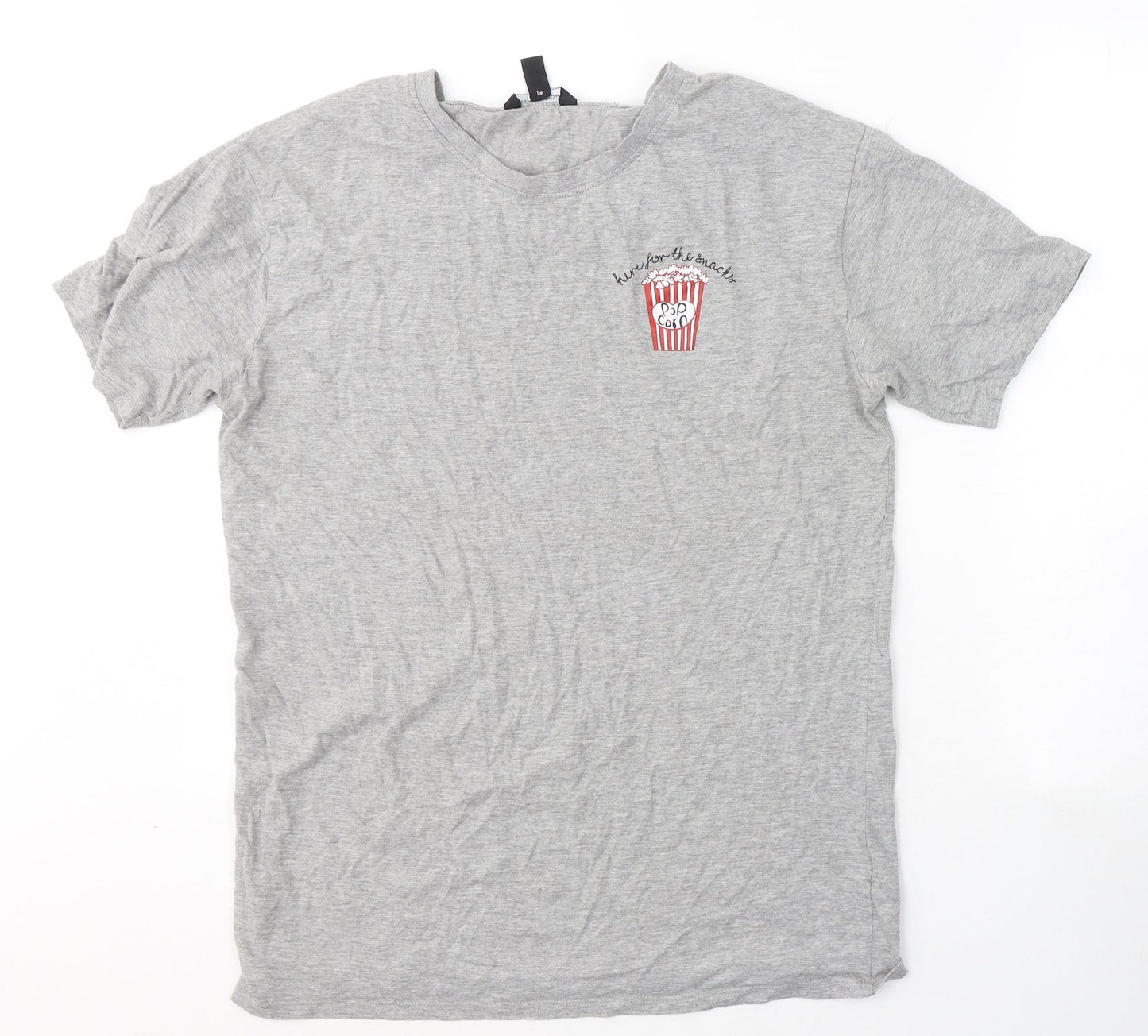 New Look Womens Grey  Cotton Basic T-Shirt Size 10 Round Neck