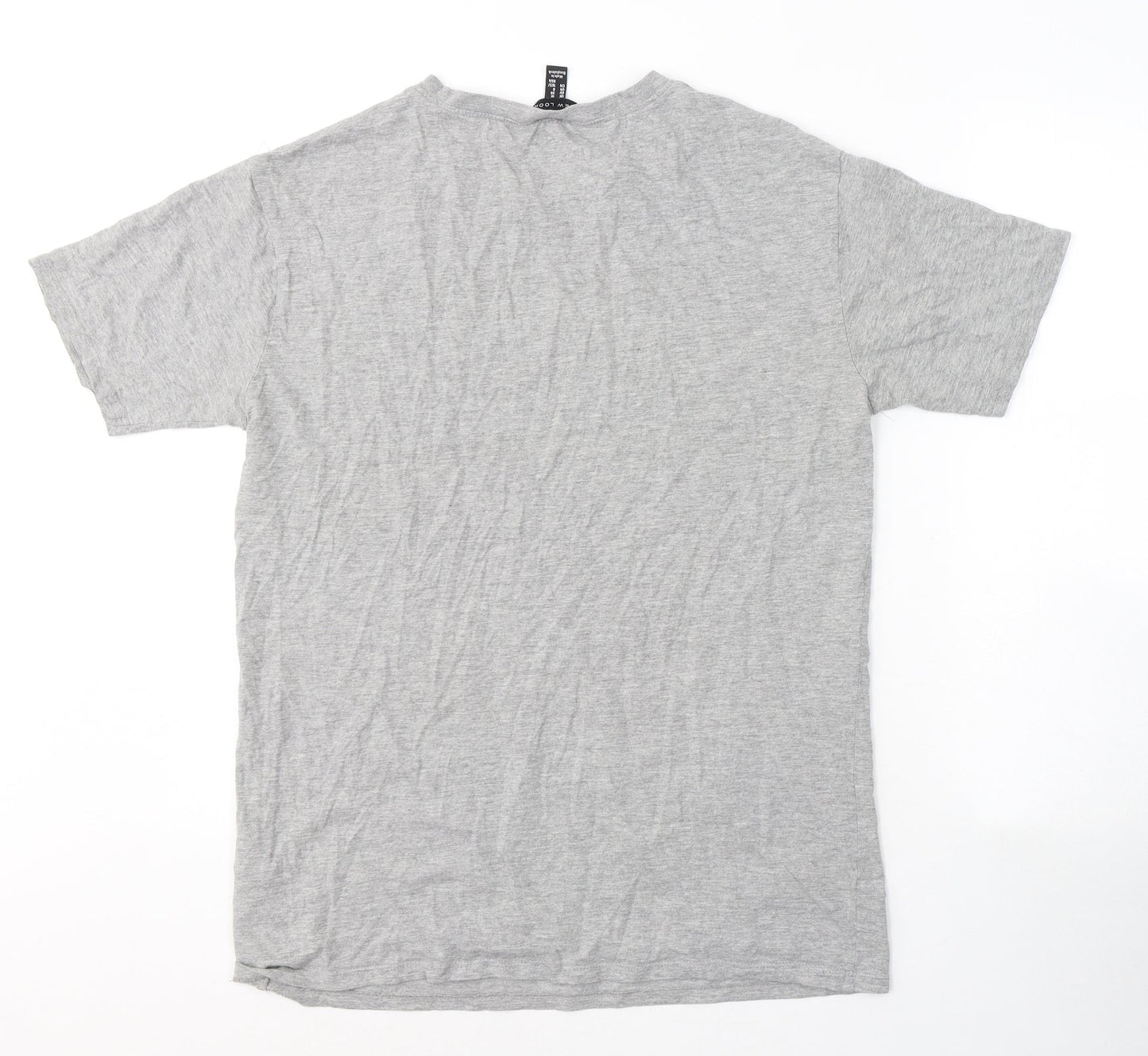 New Look Womens Grey  Cotton Basic T-Shirt Size 10 Round Neck