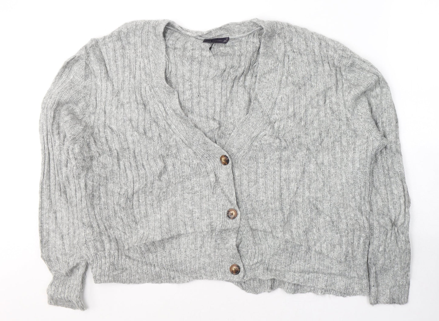 Marks and Spencer Womens Grey V-Neck  Acrylic Cardigan Jumper Size XL