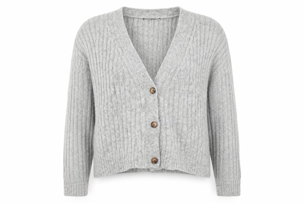 Marks and Spencer Womens Grey V-Neck  Acrylic Cardigan Jumper Size XL