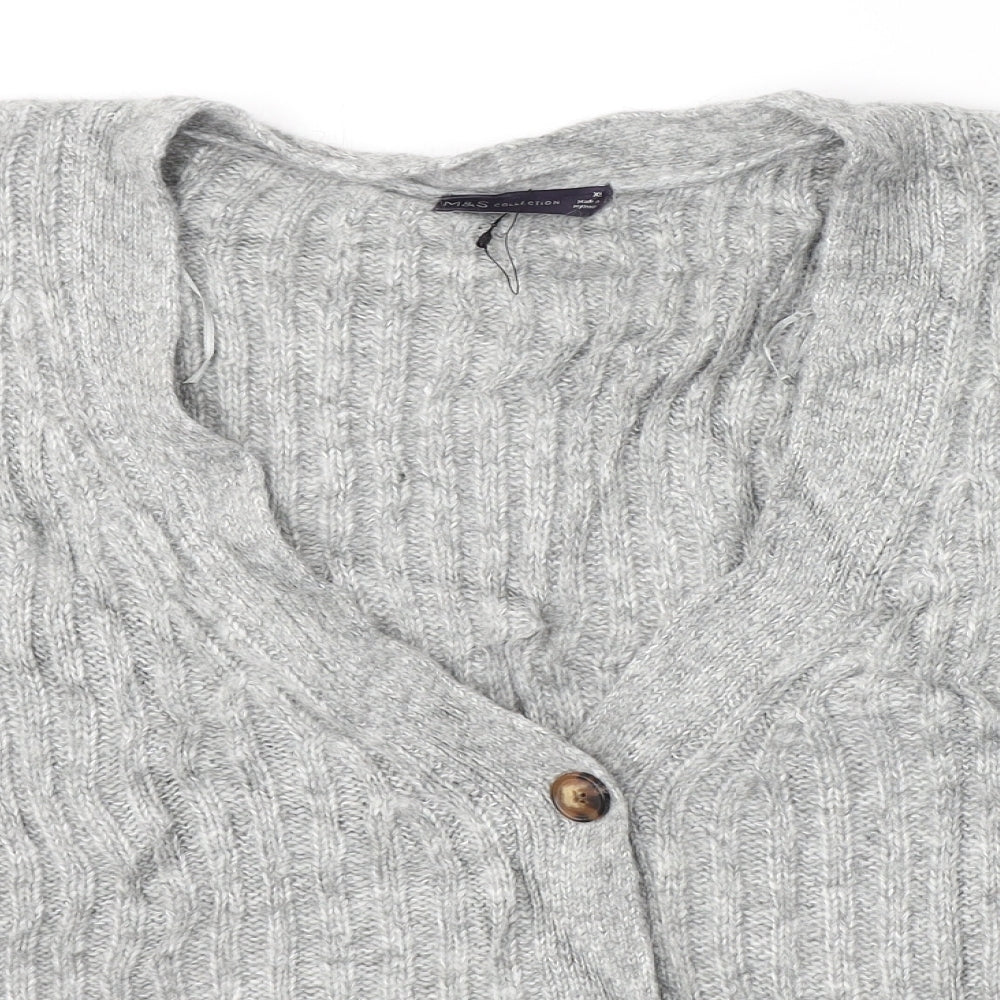 Marks and Spencer Womens Grey V-Neck  Acrylic Cardigan Jumper Size XL