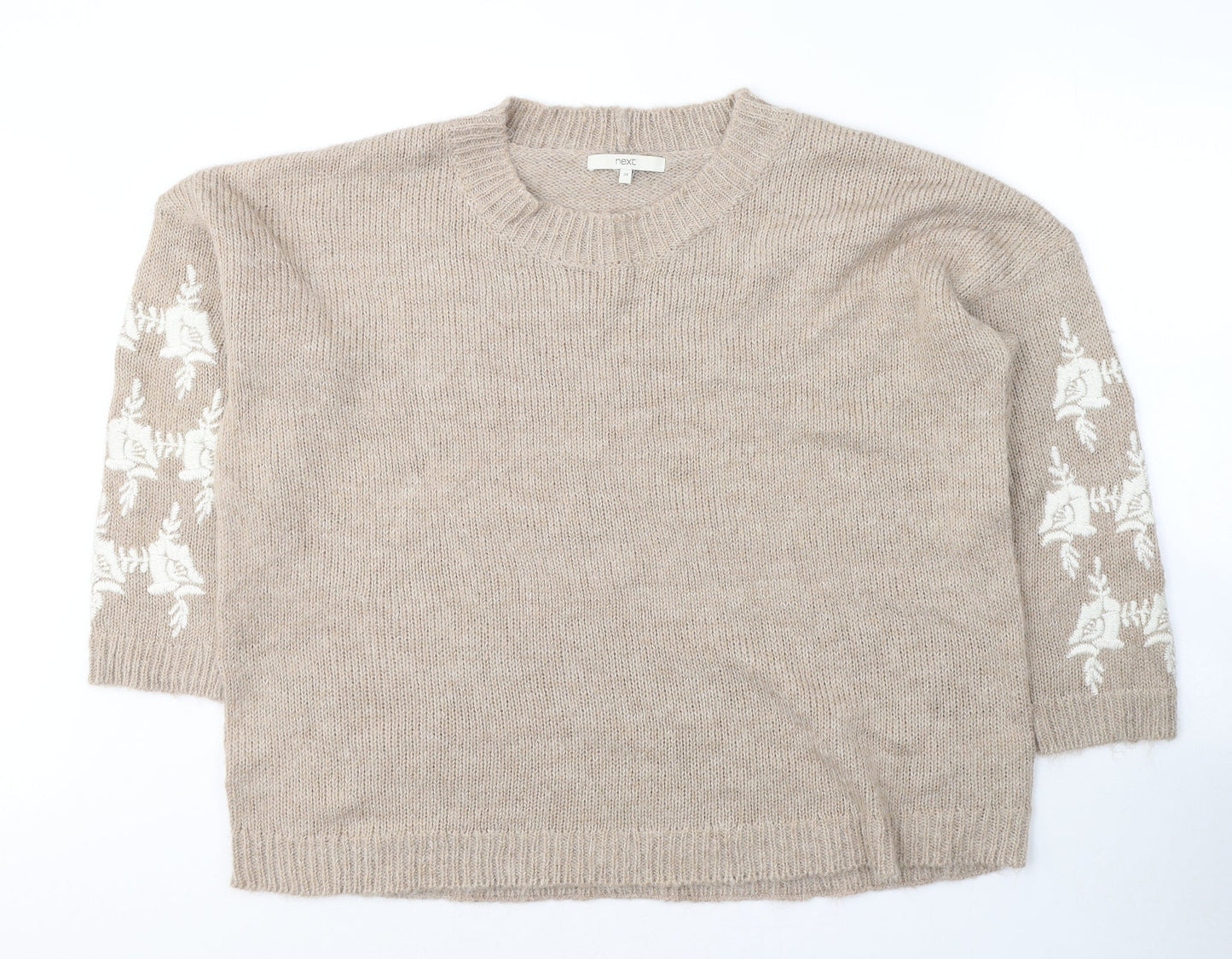 NEXT Womens Beige Round Neck  Acrylic Pullover Jumper Size 10