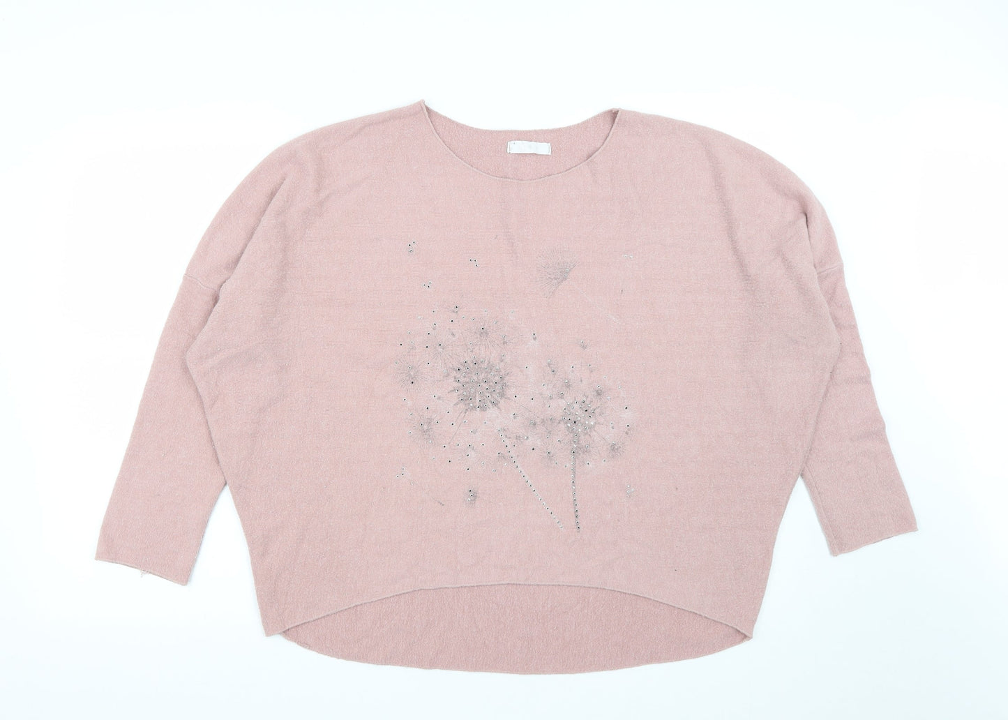 Preworn Womens Pink Round Neck  Viscose Pullover Jumper Size M