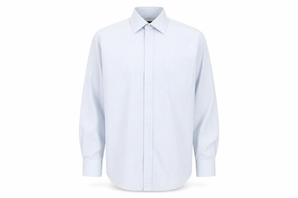 Marks and Spencer Mens Blue Striped Cotton  Button-Up Size 18 Collared Button