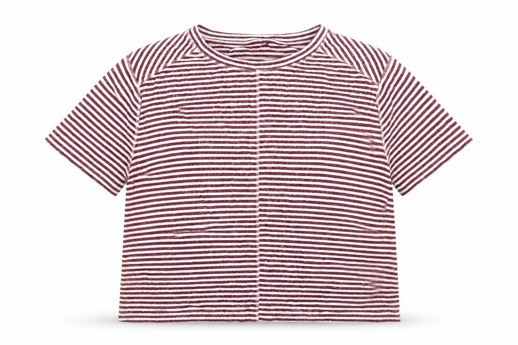 Marks and Spencer Womens Red Round Neck Striped Viscose Pullover Jumper Size L
