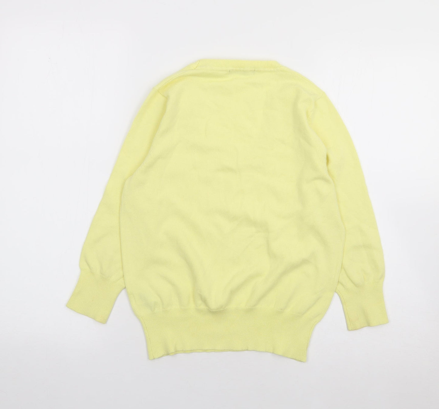 South Womens Yellow Round Neck  Cotton Pullover Jumper Size 12
