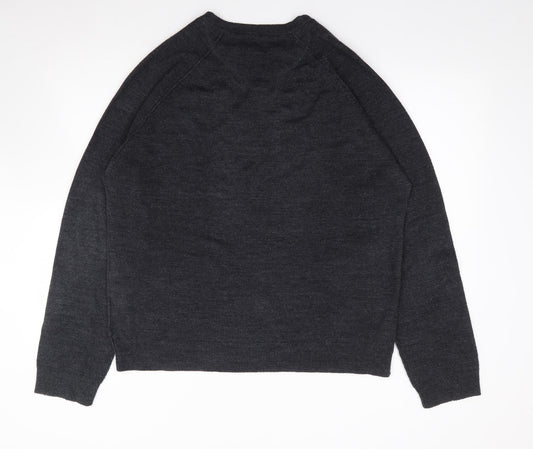 UrbanSpirit Mens Grey Crew Neck  Acrylic Pullover Jumper Size L