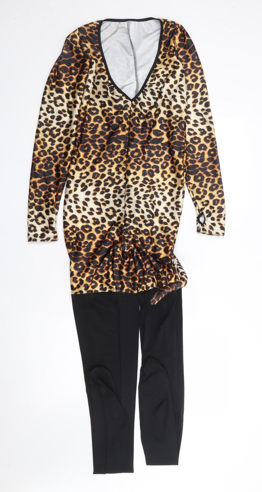 Lovehoney Womens Multicoloured Animal Print Polyester Jumpsuit One-Piece Size S  Pullover - Halloween, Cat