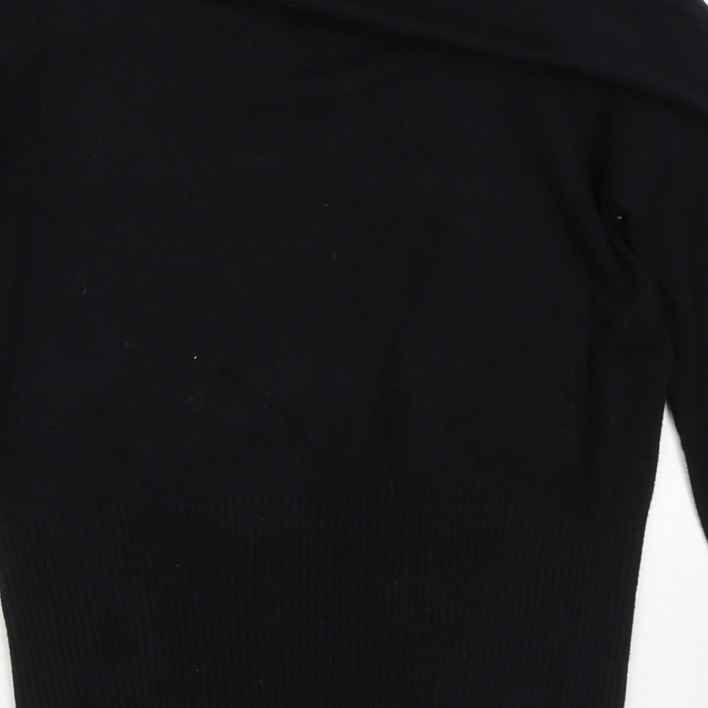 Dunnes Stores Womens Black V-Neck  Viscose Pullover Jumper Size 14