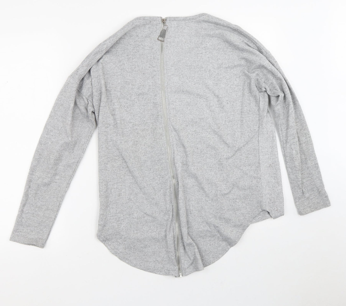 Quiz Womens Grey Round Neck  Polyester Full Zip Jumper Size M   - Hearts
