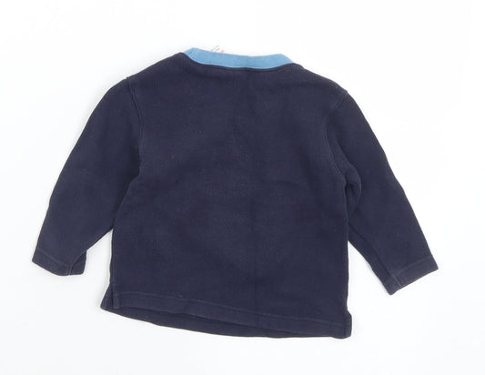 Mothercare Boys Blue  Polyester Pullover Jumper Size 3-6 Months  Button - Bear