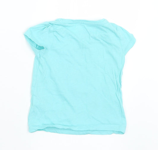 Primark Girls Green  Cotton Basic T-Shirt Size 12-18 Months Crew Neck  - Flamingo