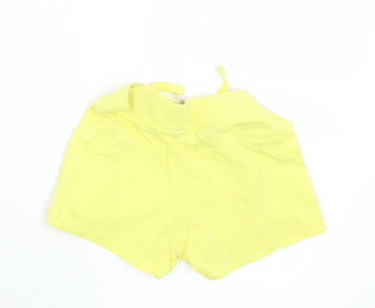 Primark Girls Yellow  Cotton Cropped Trousers Size 12-18 Months  Drawstring