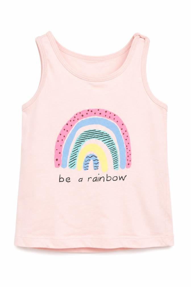 Primark Girls Pink  Cotton Basic Tank Size 12-18 Months Round Neck  - Rainbow