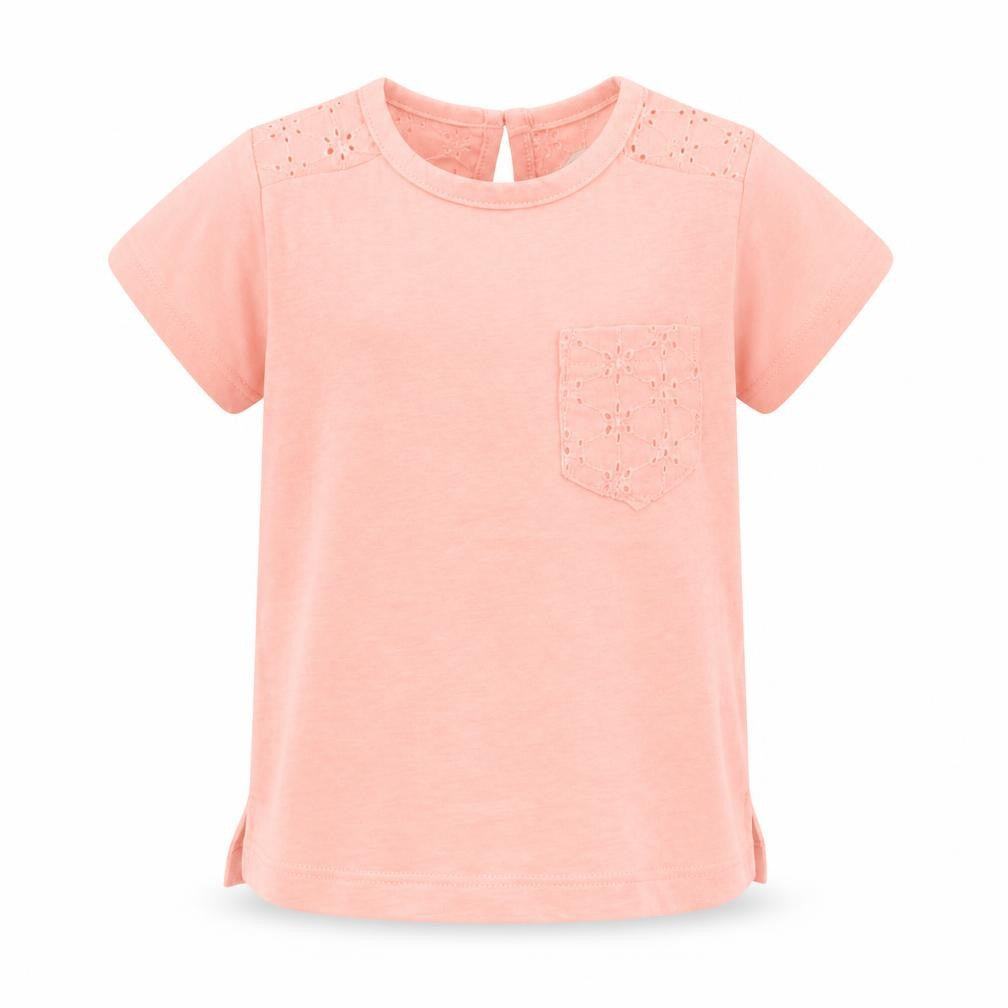Primark Girls Orange  Polyester Basic T-Shirt Size 12-18 Months Crew Neck Button