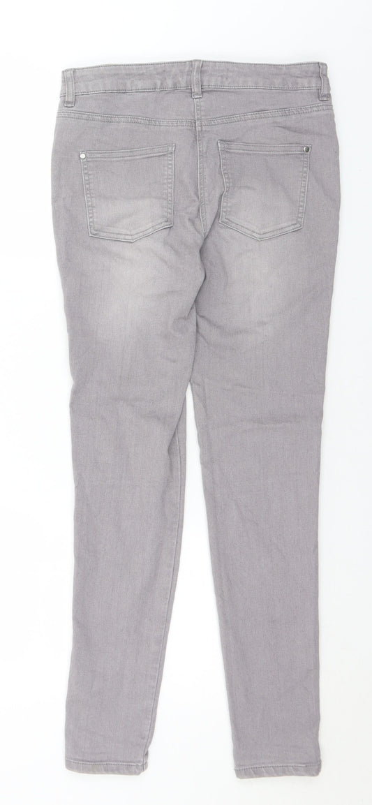 NEXT Womens Grey  Cotton Skinny Jeans Size 10 L29 in Regular Button
