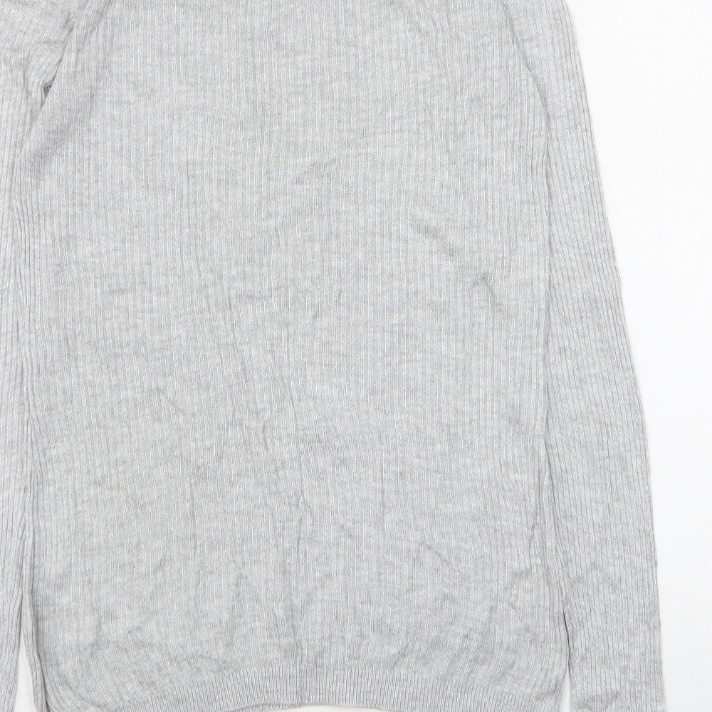 Warehouse Womens Grey Round Neck  Viscose Pullover Jumper Size 10