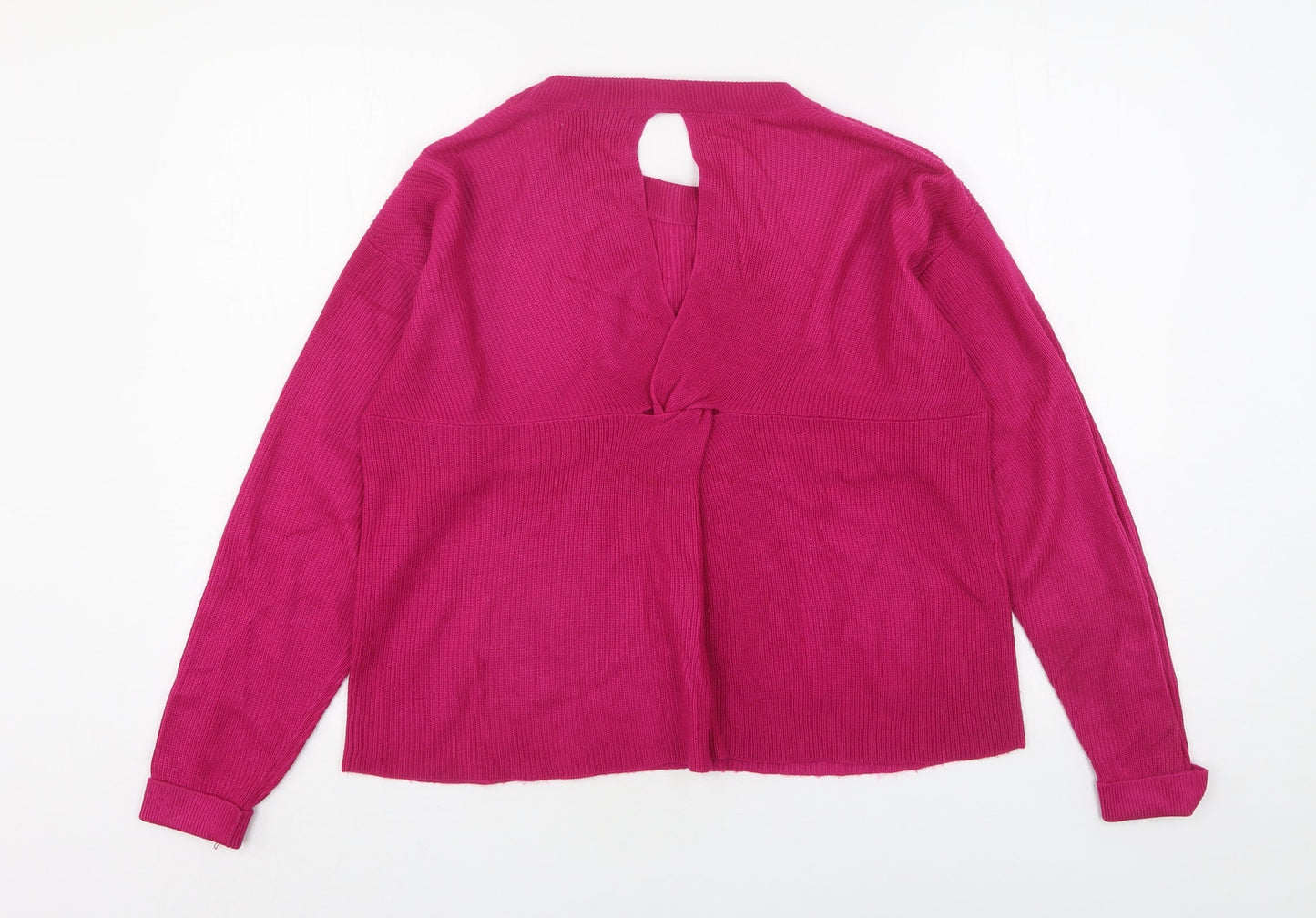 Mango Womens Pink Round Neck  Acrylic Pullover Jumper Size S