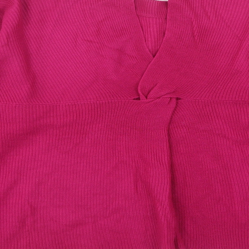 Mango Womens Pink Round Neck  Acrylic Pullover Jumper Size S