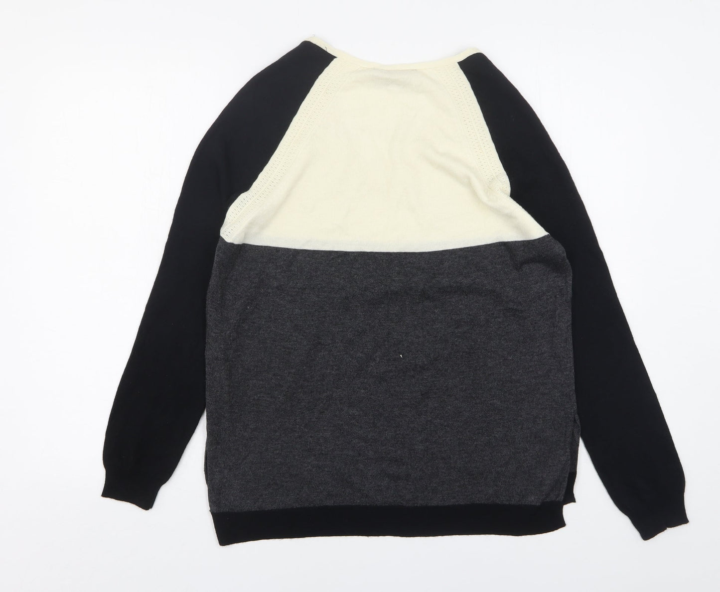 Marks and Spencer Womens Multicoloured V-Neck  Wool Pullover Jumper Size 8